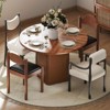 Angel Sar 47'' Round Dining Table with Storage Shelf, MDF Wooden Sliding Door Kitchen Table for Small Spaces, Walnut - 2 of 4
