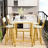 Hooseng Modern Farmhouse Style 5 Piece Dining Table Set with MDF Top, Metal Frame and Upholstered Bar Stools, 4-Person Dining Room Table Set for 2 - 3 of 4
