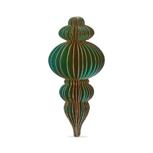 tag Glimmer Paper Finial Decor Tall Green - 1 of 2