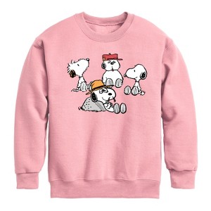 Boys' - Peanuts - Snoopy Siblings Graphic Long Sleeve Fleece Sweatshirt - 1 of 4