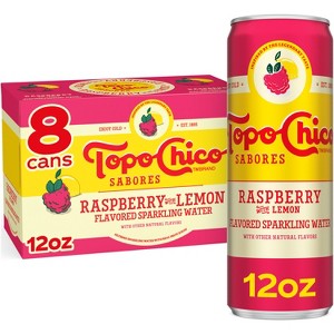 Topo Chico Sabores Raspberry Lemon Flavored Sparkling Water - 8pk/12 fl oz Cans - 1 of 4