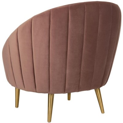Dusty Rose Velvet Barrel Armchair with Gold Legs