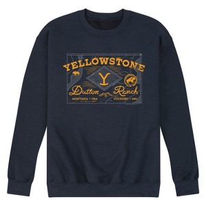 Men's - Yellowstone - Dutton Ranch Badge Graphic Fleece Sweatshirt - 1 of 4