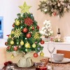Luupatchy 24in Small Tabletop Artificial Xmas Tree with Lights, Star Treetop, Ornaments Balls, DIY Decorations - Green & Gold - 4 of 4