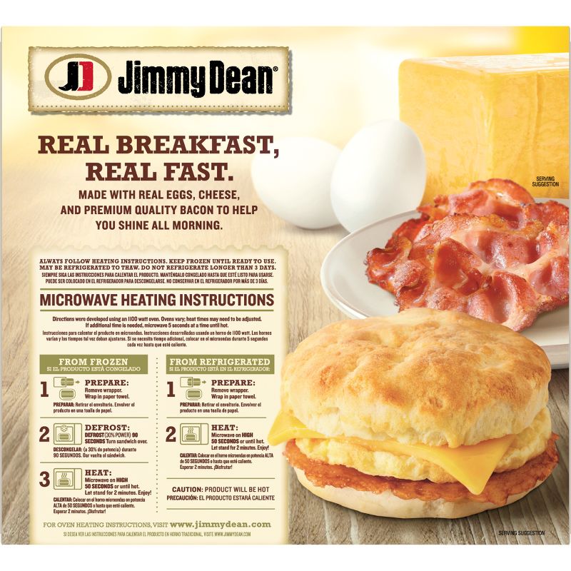 Jimmy Dean Bacon Egg & Cheese Frozen Biscuit Sandwiches - 4ct, 3 of 12