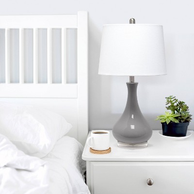 Gray Ceramic Droplet Table Lamp with White Fabric Shade