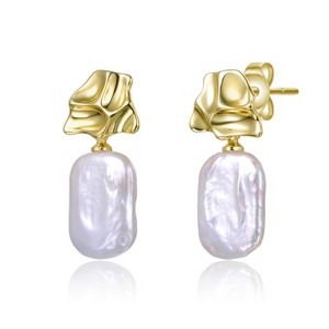 Guili Sterling Silver 14K Gold Plated Dangle Earrings Featuring a Classic Freshwater Pearl Accent for a Stylish and Elegant Everyday Wear Look - 1 of 2