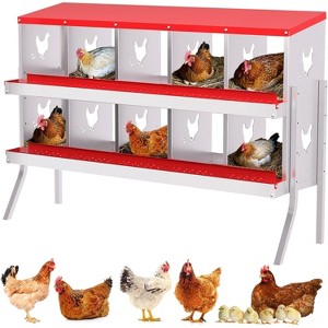 Chicken Nesting Box, 10/8/6 Hole Chicken Nesting Box for Hens - Heavy Duty Laying Box with Egg Collection System, Easy Clean & Tool-Free Assembly - 1 of 1