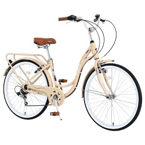 RISOKEYS 26"Inch 7 Speed Beach Cruiser Bike,Bikes,Adult City Bike with Dual V-Brake and Adjustable Seat, Cruiser Bikes for Women,Men - 1 of 4