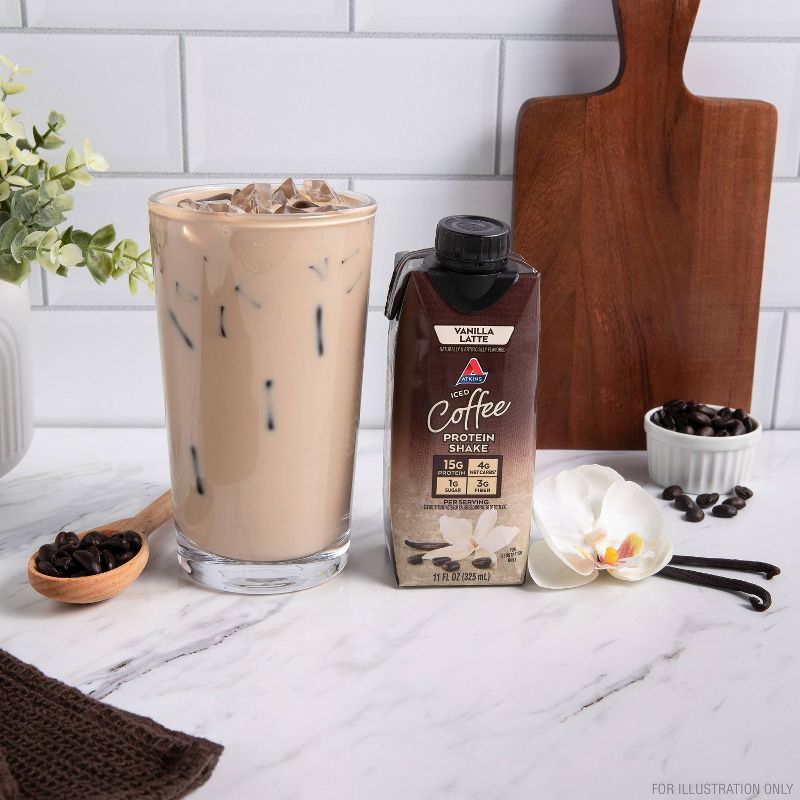 Atkins Iced Coffee Vanilla Latte Protein Shake - 4pk/44 fl oz, 3 of 14