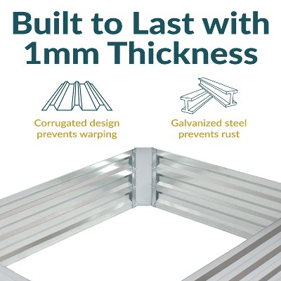 Silver Galvanized Steel Rectangle Raised Garden Bed for Outdoor Patio