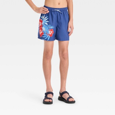 Boys' Hibiscus Printed Swim Trunks - art class™ Blue