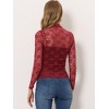 Allegra K Women's See-Through Long Sleeve Turtleneck Sheer Floral Lace Blouse - 4 of 4