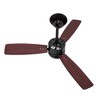 Airsurfer 42-Inch Matte Black Ceiling Fan with Dimmable LED Light, Remote, and 3 Reversible Blades (Red Wood + Black) - 3 of 4