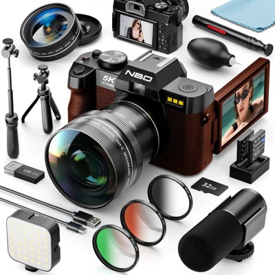 NBD 5K Digital Camera 48MP Vlogging Kit with Mic, Tripod Grip, Wide ...