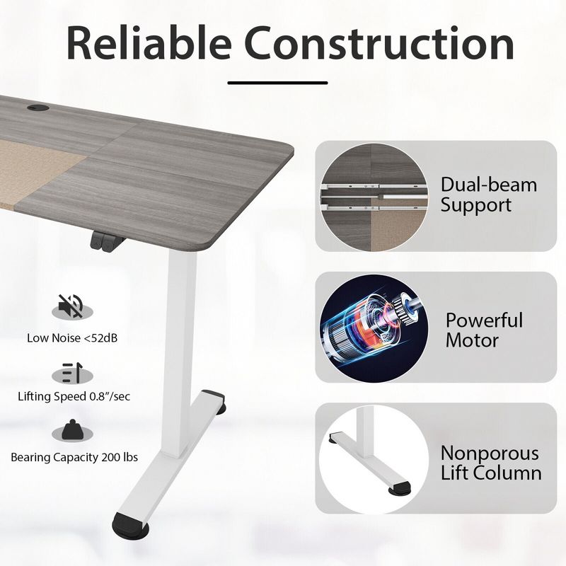 Tangkula 55" Electric Standing Desk Height Adjustable Home Office Table w/ Hook, 5 of 10