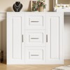FONTOI Dressing Table with 3 Drawers and 2 Cabinets, 59" Makeup Vanity Desk with Mirror for Bedroom, White, 15.4"*54.2"*59.1" - 4 of 4