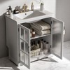 30" Bathroom Vanity with Ceramic Sink, Tempered Blurred Glass Doors,Adjustable Shelf, Freestanding Cabinet (Faucet Not Included) - 2 of 4