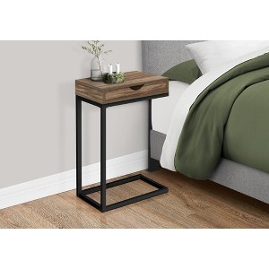 Vynxaria Contemporary C-Shaped Accent Table, Brown Laminate, Black Metal, 16" L x 10.25" W x 24.5" H - 1 of 4
