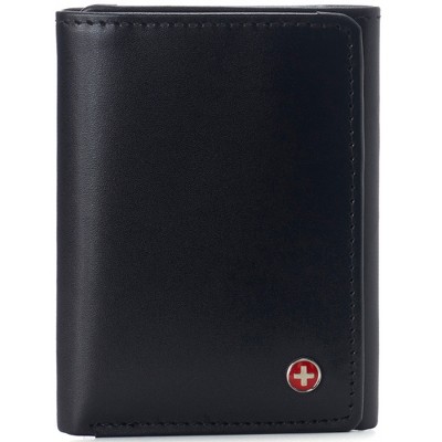 Alpine Swiss Leon Mens RFID Blocking Trifold Wallet Smooth Leather Comes in Gift Box