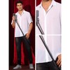 Lars Amadeus Men's Short Sleeve See Through Button Down Point Collar Sheer Shirts - 4 of 4