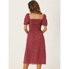 Allegra K Women's Sweetheart Neck Smocked Back Ruffled Hem Floral Dress - 3 of 4