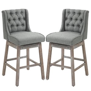 Resenkos Kitchen Counter Bar Chairs, Bar Stools,Bar Height Bar Stools Set of 2, 30" Seat Height Bar Chairs with Solid Wood Footrests, Gray - 1 of 4