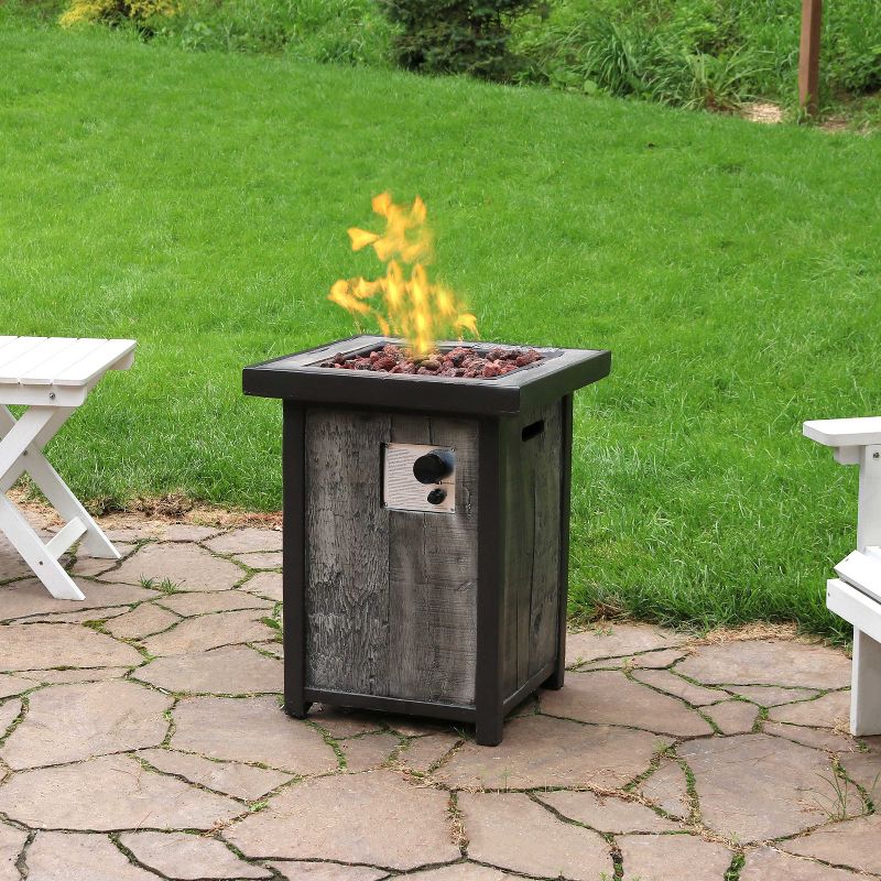 Sunnydaze Outdoor Smokeless Cast Stone Propane Gas Fire Pit Table with Weathered Wood Look - 24" Square x 25" H, 4 of 14