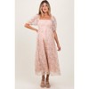 PinkBlush Light Pink Floral Mesh Overlay Tie Back Maternity Midi Dress - 3 of 4