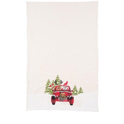 C&F Home Road Trip Friends Santa and Reindeer Christmas Kitchen Towel