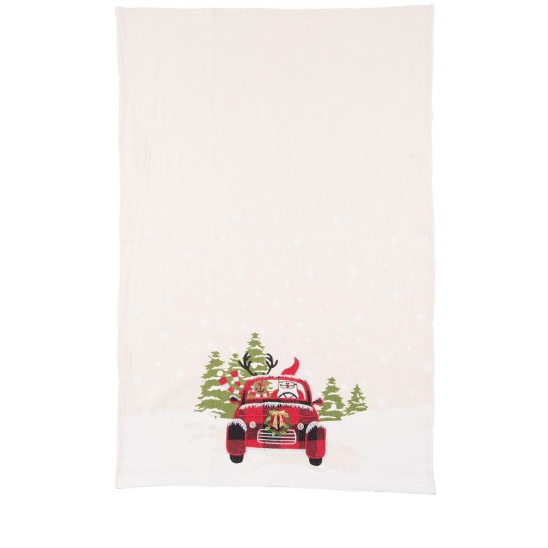 C&F Home 27" x 18" Reindeer Driving Red Plaid Truck "Road Trip Friends" Christmas Winter Cotton Kitchen Dish Towel Decor Decoration, 1 of 6