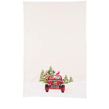 C&F Home 27" x 18" Reindeer Driving Red Plaid Truck "Road Trip Friends" Christmas Winter Cotton Kitchen Dish Towel Decor Decoration
