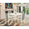 5-Piece Linen White Finish Solid Wood Top - Dining Room Set with Leaf - Seats 4 - 2 of 4
