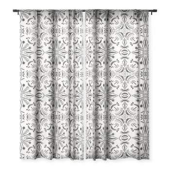 Schatzi Brown Boho Moons Black and White Set of 2 Panel Sheer Window Curtain - Deny Designs