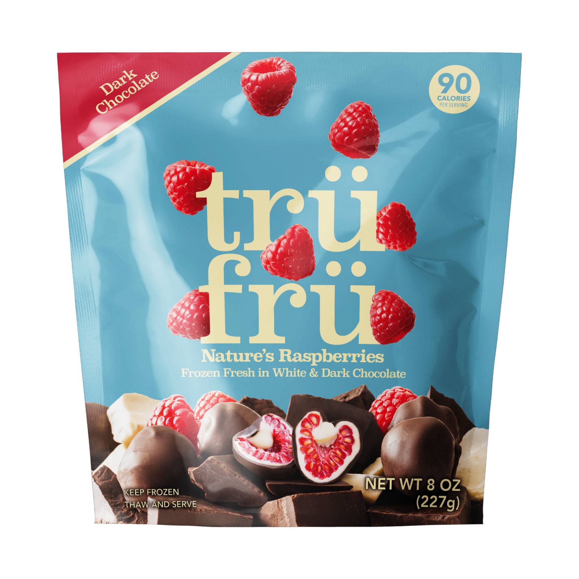 Tru Fru White & Dark Chocolate Frozen Whole Raspberries  - 8oz