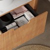 Lyngins Wall-Mounted Bathroom Vanity with Sink – 14" Glossy White Ceramic Vessel Sink, 3D Natural Wood Grain Striped Finish Bathroom Storage Cabinet - 3 of 4