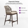 PURPLE LEAF Patio Sunbrella Bar Stools Set of 2 Handwoven Wicker Bar Height Stool Modern Aluminum Outdoor Wicker Barstools with Back and Cushion - 4 of 4