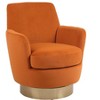 Okak Luxury Velvet Swivel Barrel Chair,360° Silent Rotating Accent Chair with Golden Base for Living Room,Bedroom,Office - 2 of 4