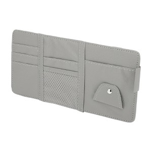Unique Bargains Car Sun Visor Organizer with Sunglasses Holder for Cards License Pen Organizer PU Leather Gray - 1 of 4
