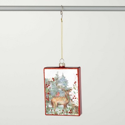 5.5"H Sullivans Christmas Deer Winter Scene Ornament  Multicolor