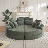 AENKYO 78.5" Oversized Round Recliner, 2-in-1 Corduroy Sofa Bed Converts to Two Recliners, with 10 Pillows, No Assembly Required, Green - 3 of 4