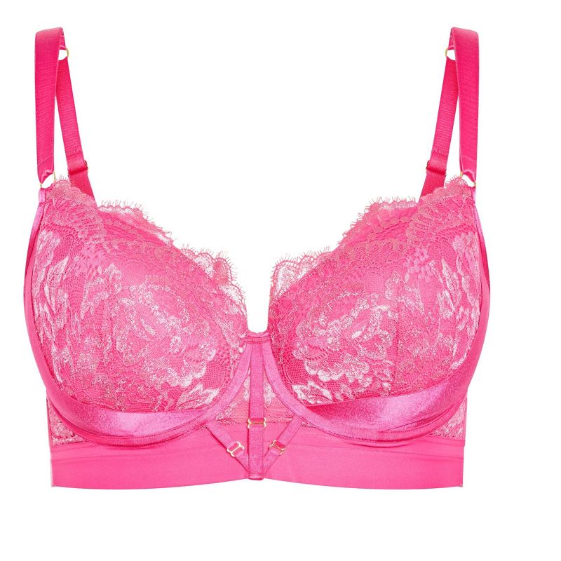 Women's Plus Size Alexis Contour Longline Bra - hot pink | CITY CHIC, 3 of 5