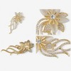 Anna-Kaci Gold Tone Floral Brooch with Crystal Rhinestones and Pearl Petals - 3 of 4