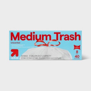 UltraStretch Drawstring Medium Trash Bags - Unscented - 8 Gallon - 40ct - up&up™ - 1 of 3