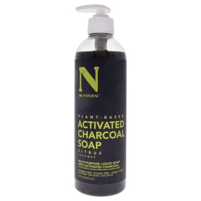 Dr. Natural Activated Charcoal Liquid Soap - Combat Acne and Blemishes - Deep Cleansing Body Wash - Gentle Body Soap for Clear Skin - Citrus - 16 oz