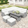 CAVINAS Outdoor Sofa Set, Rattan Outdoor Patio Furniture Set with Retractable Side Table, Modern Patio Conversation Sets for Garden - 2 of 4