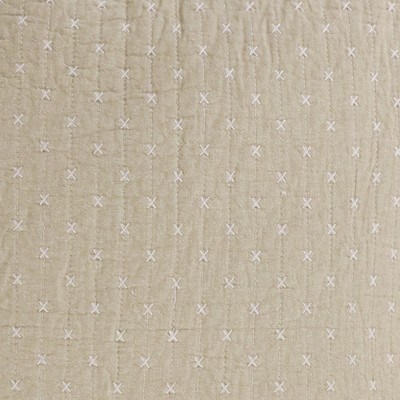 Taupe Cotton Cross Stitch Euro Sham Set of 2