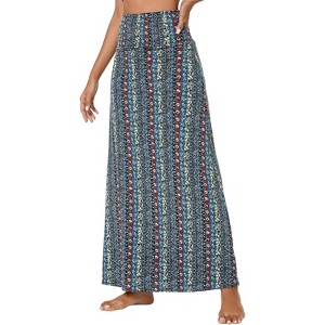 Women's Stylish Spandex Flare Maxi Skirt - Comfy Fold-Over Design Long Skirt for Effortless Style #17 - 1 of 4