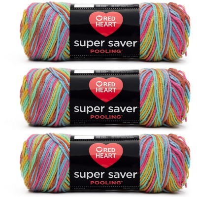 Red Heart Super Saver Pooling Yarn 3 Pack-Papaya
