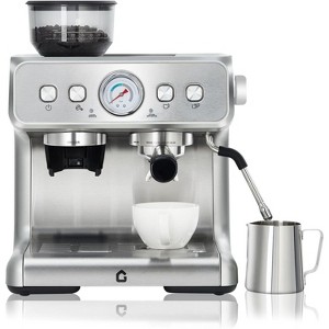 Coucheta 20 Bar Espresso Machine - Stainless Steel with Built-in Grinder, 2.8L Tank & Steam Wand, Dual Color Options for Latte & Cappuccino - 1 of 4